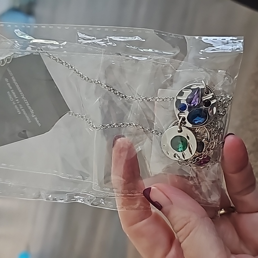 Handcrafted Honor Multi Necklace SILVER Purple Green Blue 💜 - Picture 3 of 4